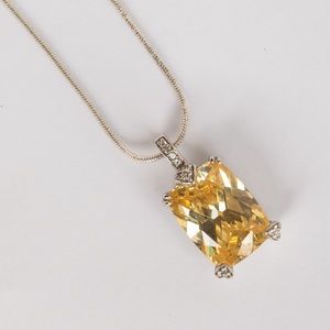 Judith Ripka Sterling Silver Canary Crystal & Diamond “Lola” Clip-On Pendant